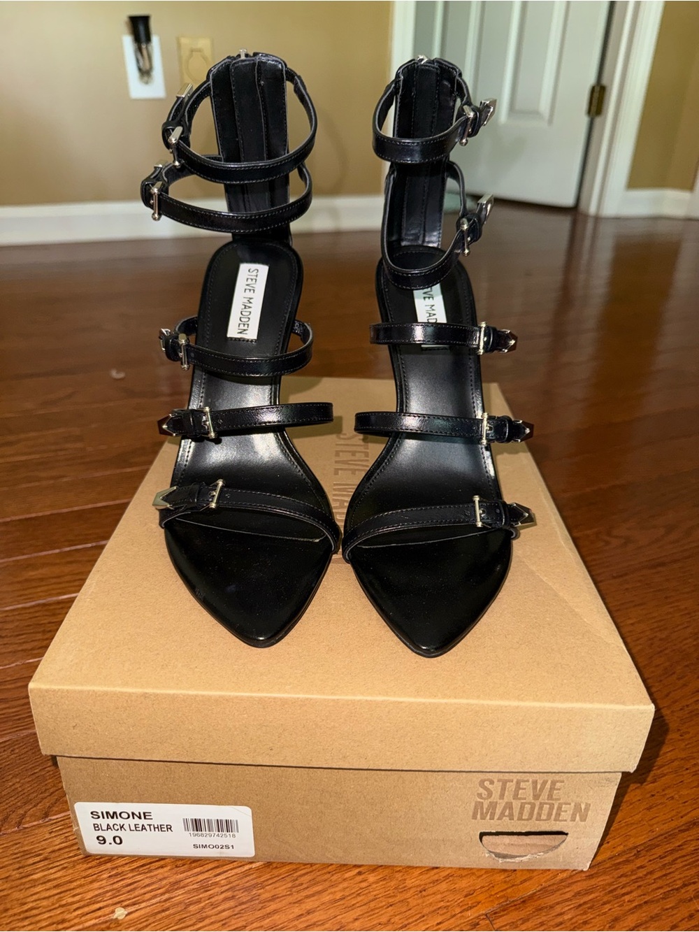 Steve Madden Black Multi-Strap Pointed Heels